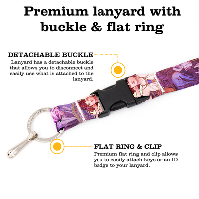 Mucha Amethyst Breakaway Lanyard - with Buckle and Flat Ring - Made in the USA