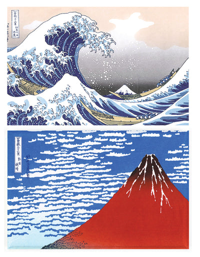 Buttonsmith® Hokusai Great Wave & Red Fuji Rectangular Refrigerator Magnet Set of 2 - Made in the USA - Buttonsmith Inc.