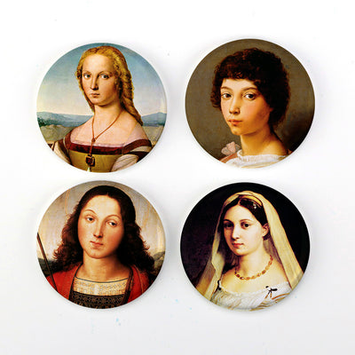 Buttonsmith® Raphael Portraits 1.25" Refrigerator Magnet Set of 4 - Made in the USA - Buttonsmith Inc.