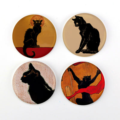Buttonsmith® 1.25" Steinlen Les Chats Noir Cats Refrigerator Magnets - Set of 4 - Buttonsmith Inc.