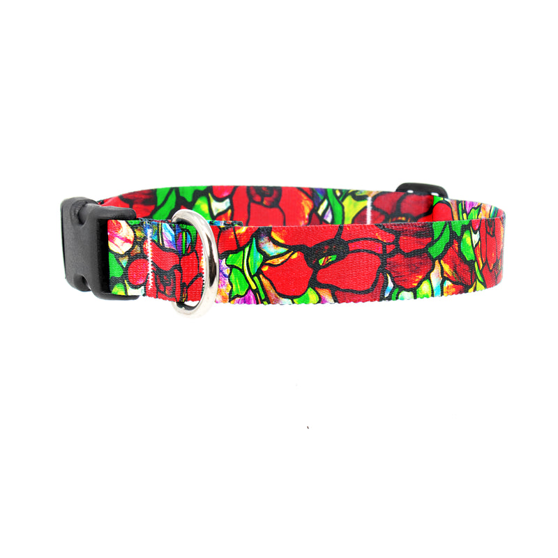 Tiffany Poppies Dog Collar - Made in USA