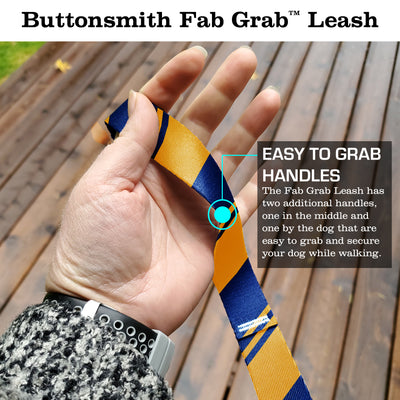 Sporty Blue Yellow Fab Grab Leash - Made in USA