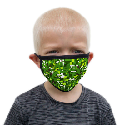 Buttonsmith PixelLand Camo Child Face Mask with Filter Pocket - Made in the USA - Buttonsmith Inc.