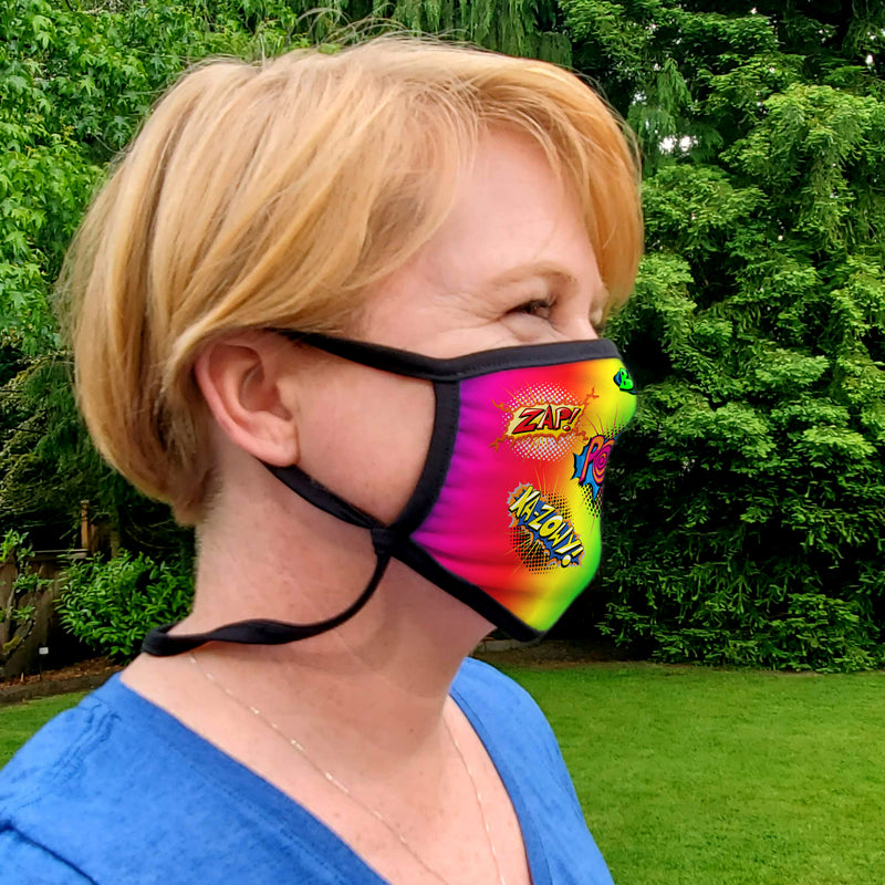 Buttonsmith Comix Adult XL Adjustable Face Mask with Filter Pocket - Made in the USA - Buttonsmith Inc.