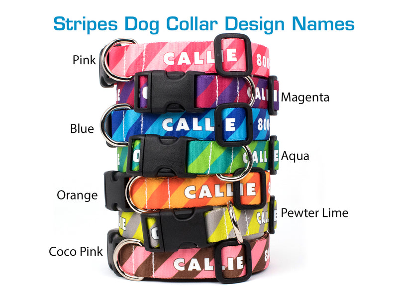 Custom Personalized Dog Collars - Stripes Designs - Made in USA - Buttonsmith Inc.