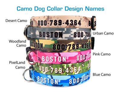 Custom Personalized Dog Collars - Camo Designs - Made in USA - Buttonsmith Inc.