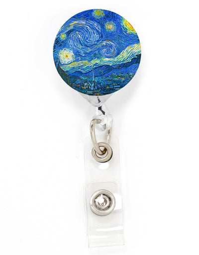 Buttonsmith VanGogh Starry Night Tinker Reel Retractable Badge Reel - Made in the USA - Buttonsmith Inc.