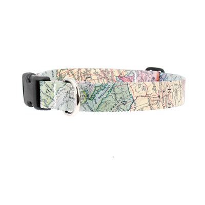 Buttonsmith Map Dog Collar - Made in the USA - Buttonsmith Inc.