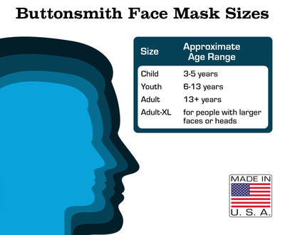 Buttonsmith Resin Youth Adjustable Face Mask with Filter Pocket - Made in the USA - Buttonsmith Inc.
