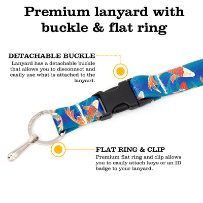 Buttonsmith Koi Pond Premium Lanyard - with Buckle and Flat Ring - Made in the USA - Buttonsmith Inc.