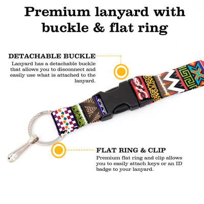 Multicultural Premium Lanyard - with Buckle and Flat Ring - Made in the USA