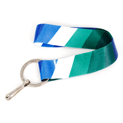 Gay Pride Wristlet Lanyard - Short Length with Flat Key Ring and Clip - Made in the USA