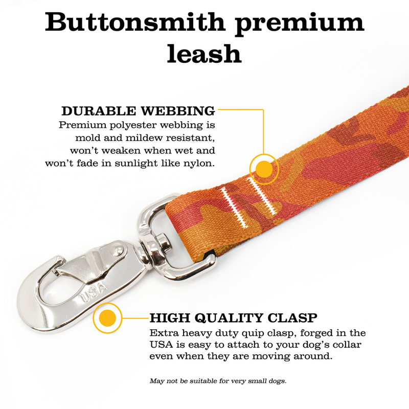 Hunter Orange Camo Fab Grab Leash - Made in USA