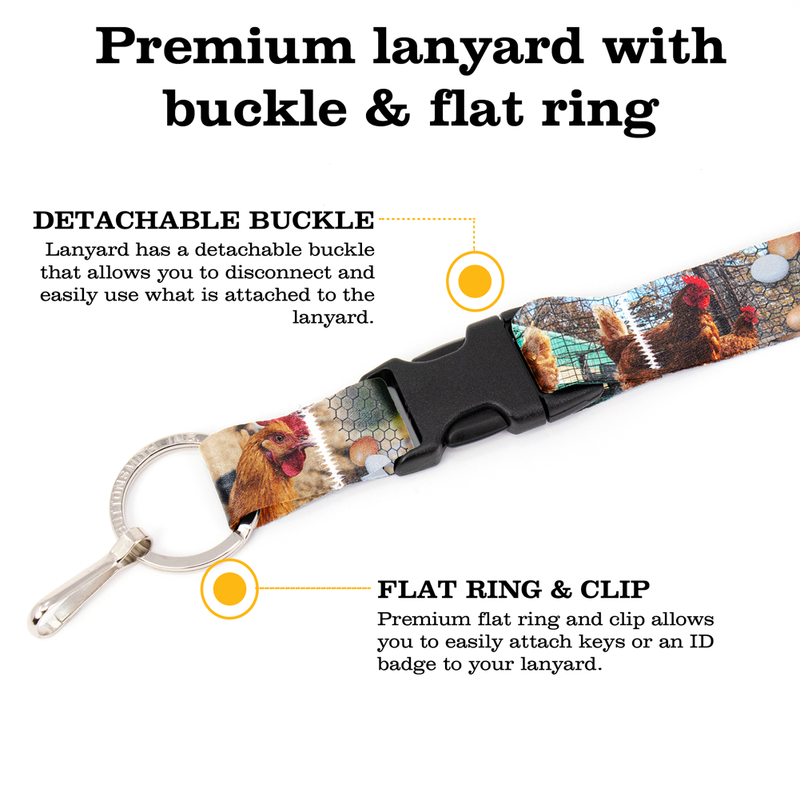 Chick Pix Breakaway Lanyard - with Buckle and Flat Ring - Made in the USA