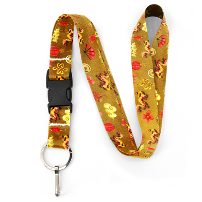Lunar Dragon Zodiac Premium Lanyard - with Buckle and Flat Ring - Made in the USA