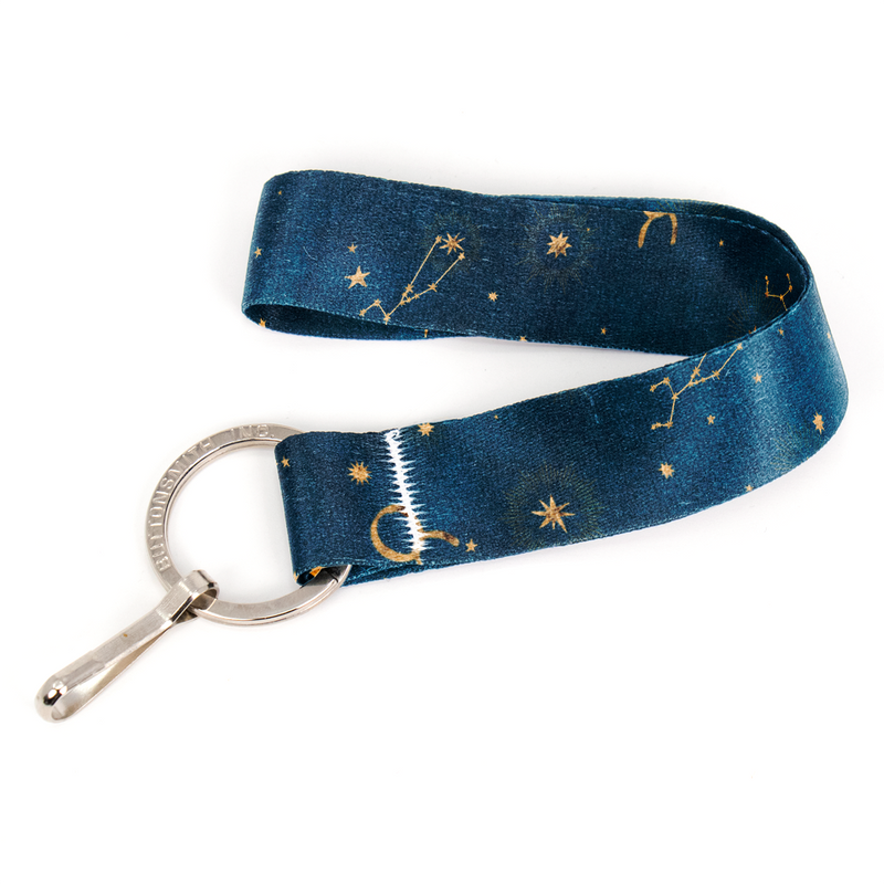 Zodiac Taurus Wristlet Lanyard - Short Length with Flat Key Ring and Clip - Made in the USA