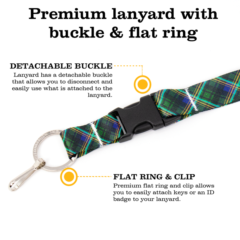 Clark of Ulva Plaid Breakaway Lanyard - with Buckle and Flat Ring - Made in the USA