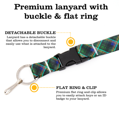 Clark of Ulva Plaid Premium Lanyard - with Buckle and Flat Ring - Made in the USA