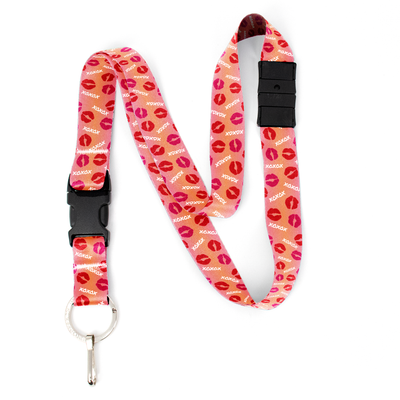 Kisses Blush Breakaway Lanyard - with Buckle and Flat Ring - Made in the USA