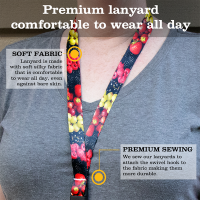 Berry Blast Premium Lanyard - with Buckle and Flat Ring - Made in the USA