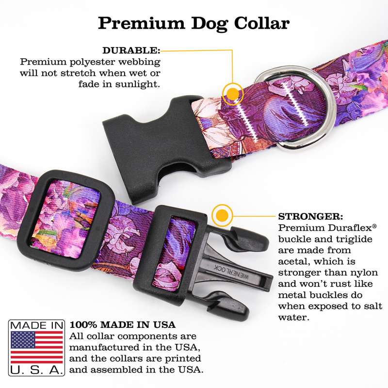 Mucha Amethyst Dog Collar - Made in USA