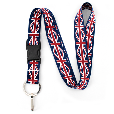 Union Jack Premium Lanyard - with Buckle and Flat Ring - Made in the USA