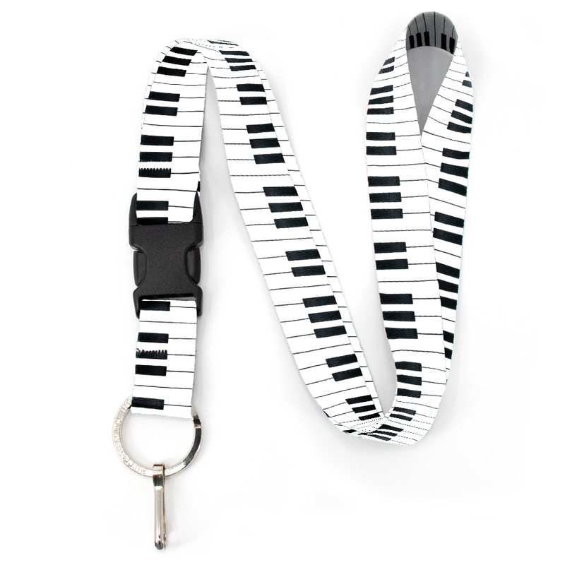 Piano Keys Premium Lanyard - with Buckle and Flat Ring - Made in the USA
