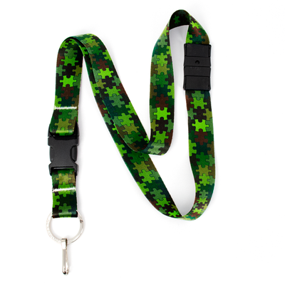 Forest Puzzle Breakaway Lanyard - with Buckle and Flat Ring - Made in the USA