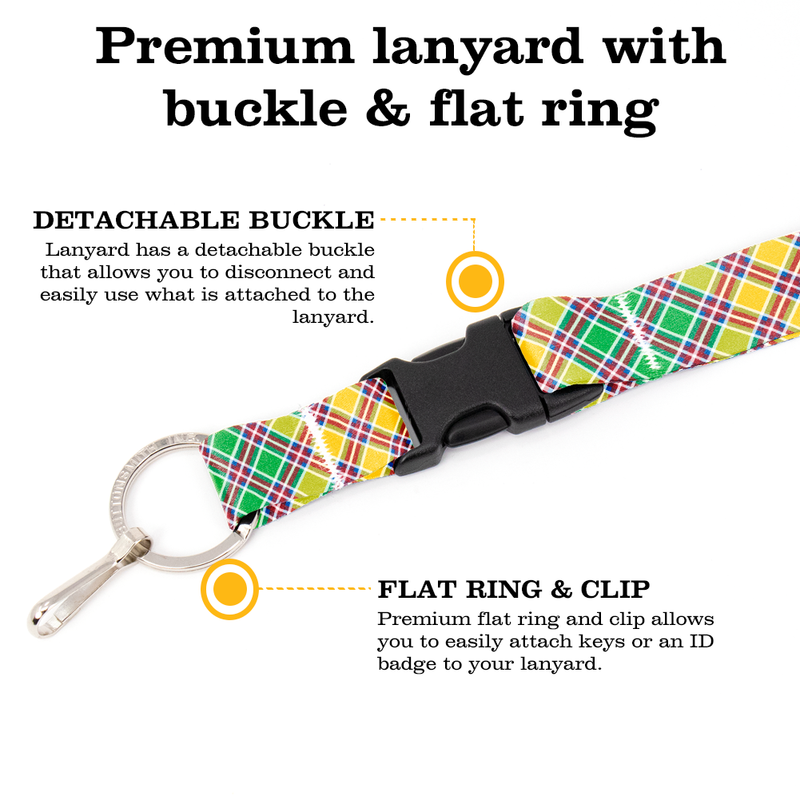 Jacobite Plaid Premium Lanyard - with Buckle and Flat Ring - Made in the USA