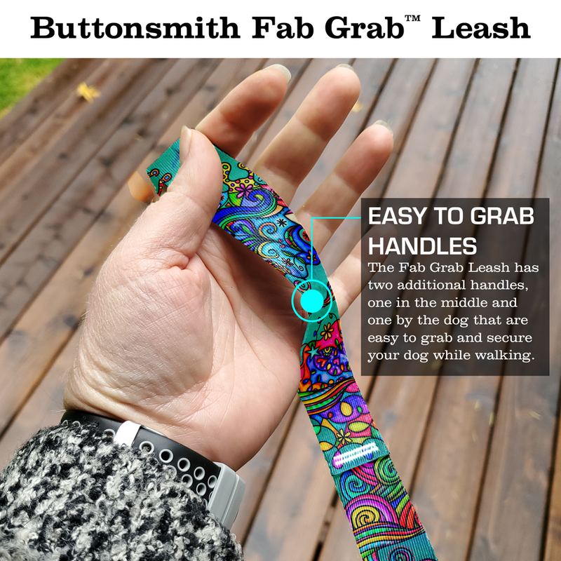 Watercolor Doodles Fab Grab Leash - Made in USA
