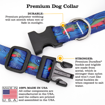 Salmon Stream Dog Collar - Made in USA