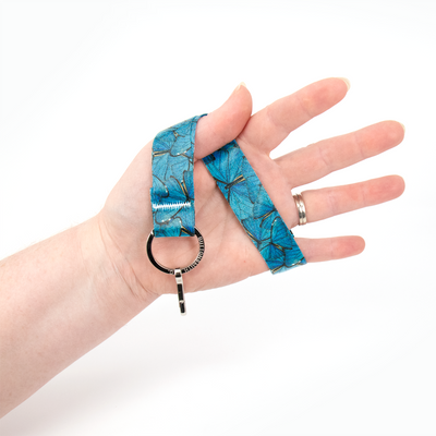 Blue Morpho Wristlet Lanyard - with Buckle and Flat Ring - Made in the USA