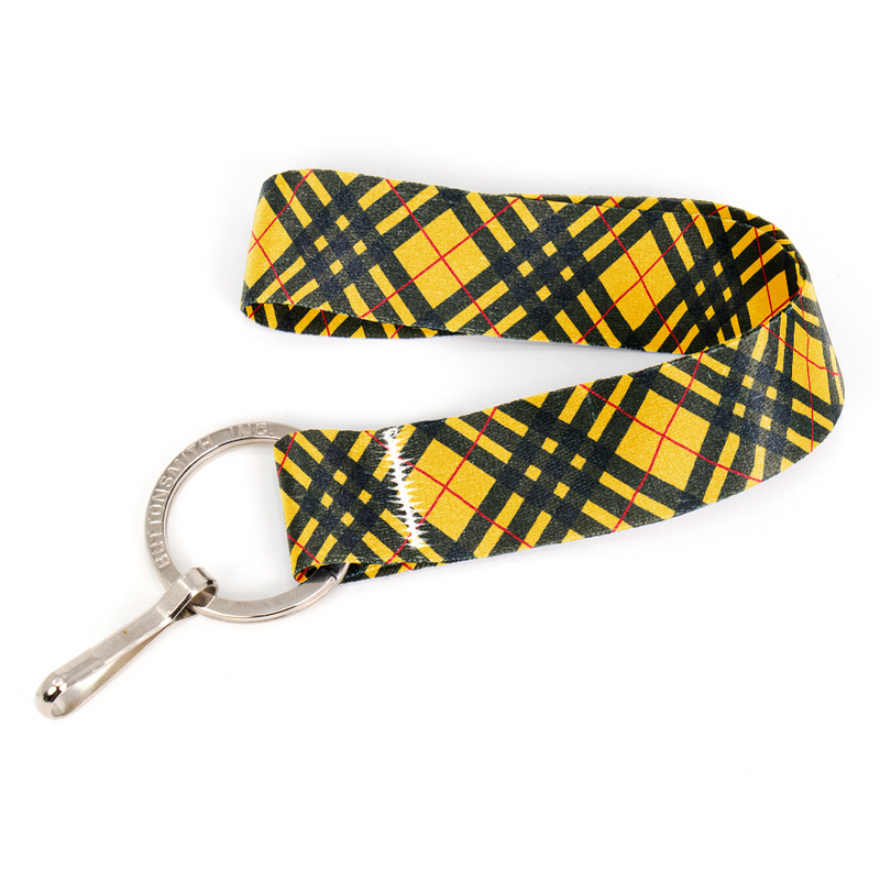 MacLeod of Lewis Plaid Wristlet Lanyard - Short Length with Flat Key Ring and Clip - Made in the USA