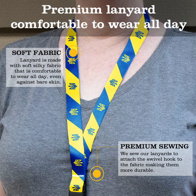Ukraine Flag Premium Lanyard - with Buckle and Flat Ring - Made in the USA