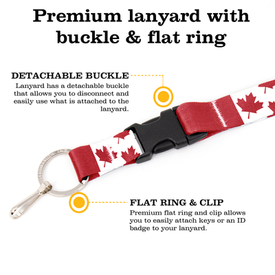 O'Canada Breakaway Lanyard - with Buckle and Flat Ring - Made in the USA