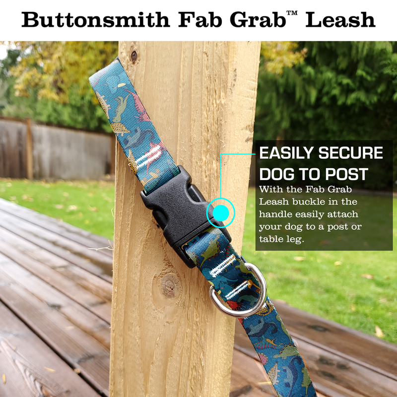 Dinosaurs Blue Fab Grab Leash - Made in USA