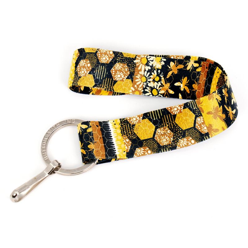 Hive Heaven Wristlet Lanyard - Short Length with Flat Key Ring and Clip - Made in the USA
