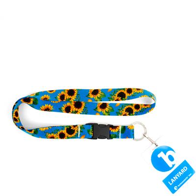 Disability Sunflowers Premium Lanyard - with Buckle and Flat Ring - Made in the USA