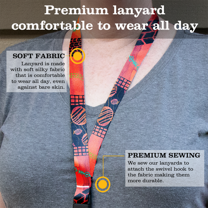 Doodles Premium Lanyard - with Buckle and Flat Ring - Made in the USA