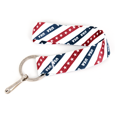 Team USA Wristlet Lanyard - Short Length with Flat Key Ring and Clip - Made in the USA