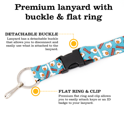 Bacon and Eggs Breakaway Lanyard - with Buckle and Flat Ring - Made in the USA