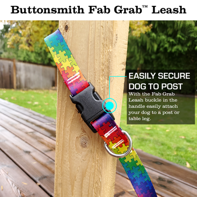 Rainbow Puzzle Fab Grab Leash - Made in USA