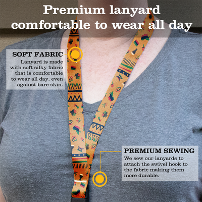 Kwanzaa Premium Lanyard - with Buckle and Flat Ring - Made in the USA