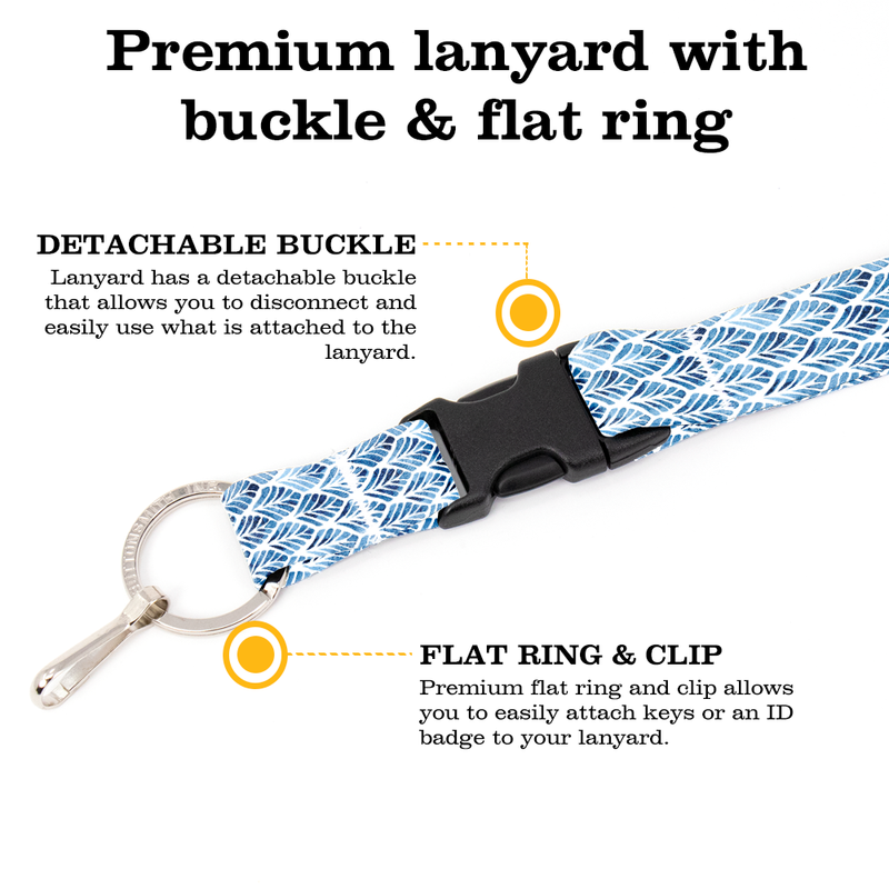 Blue Fans Breakaway Lanyard - with Buckle and Flat Ring - Made in the USA