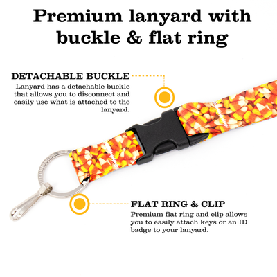 Candy Corn Premium Lanyard - with Buckle and Flat Ring - Made in the USA