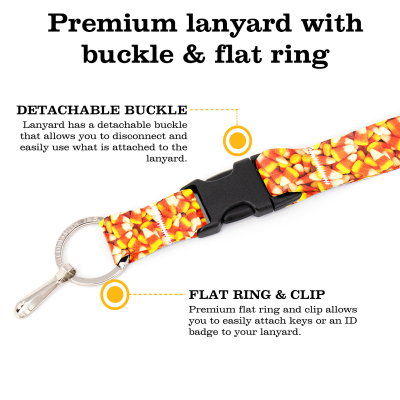 Candy Corn Premium Lanyard - with Buckle and Flat Ring - Made in the USA