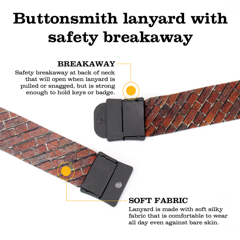 Brick Wall Breakaway Lanyard - with Buckle and Flat Ring - Made in the USA
