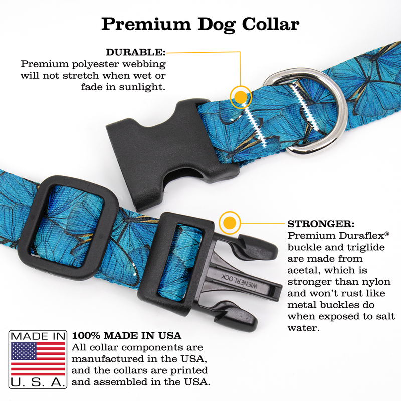 Blue Morpho Dog Collar - Made in USA