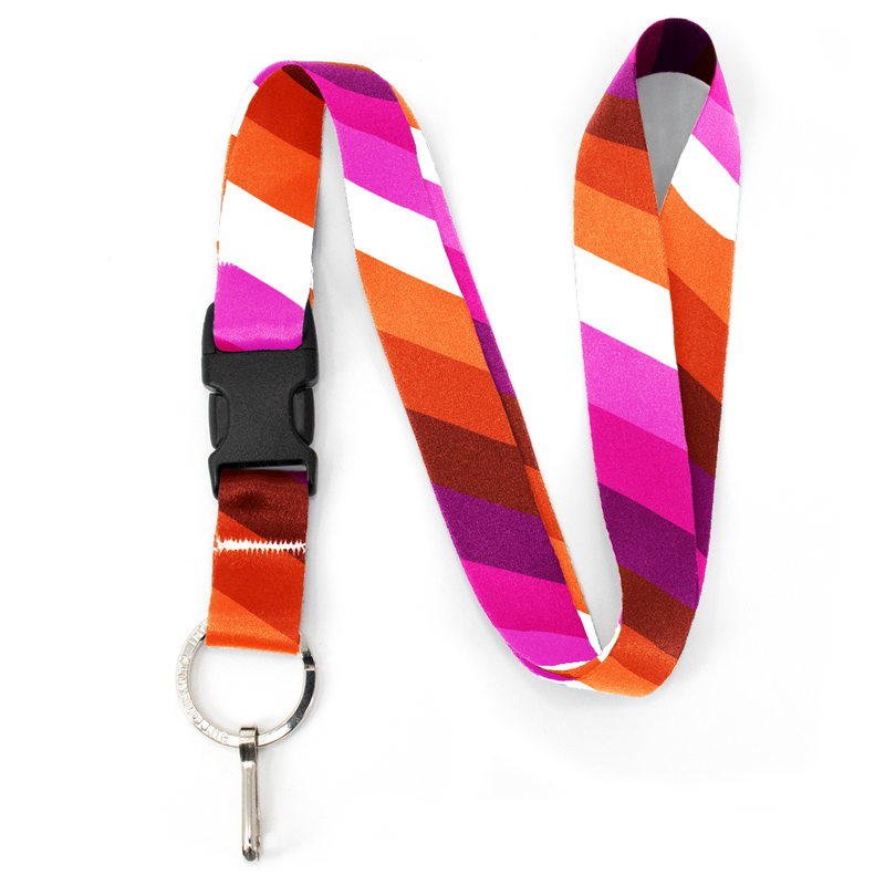 Lesbian Pride Premium Lanyard - with Buckle and Flat Ring - Made in the USA