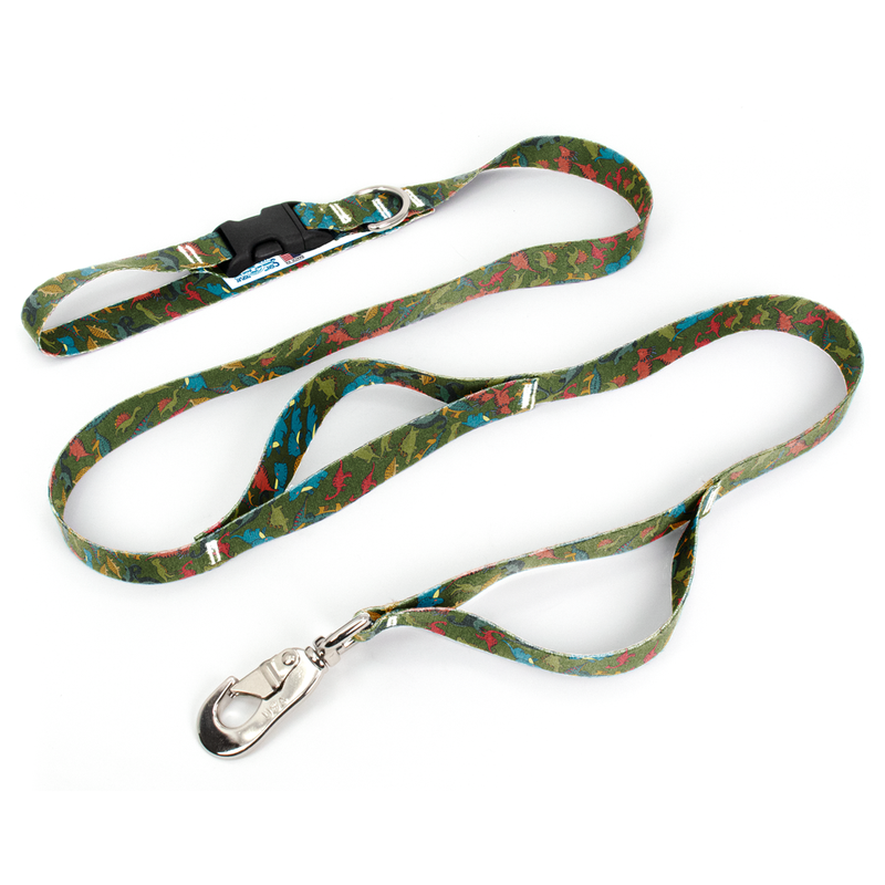 Dinosaurs Green Fab Grab Leash - Made in USA